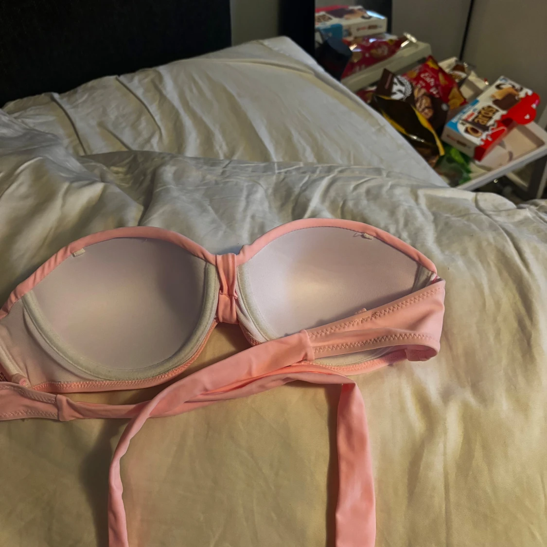 Rosa bikiniöverdel med knytband - 90