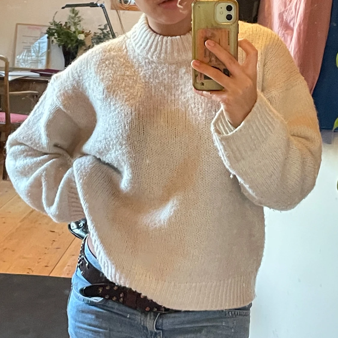 Alpacka blend vit stickad tröja - 90