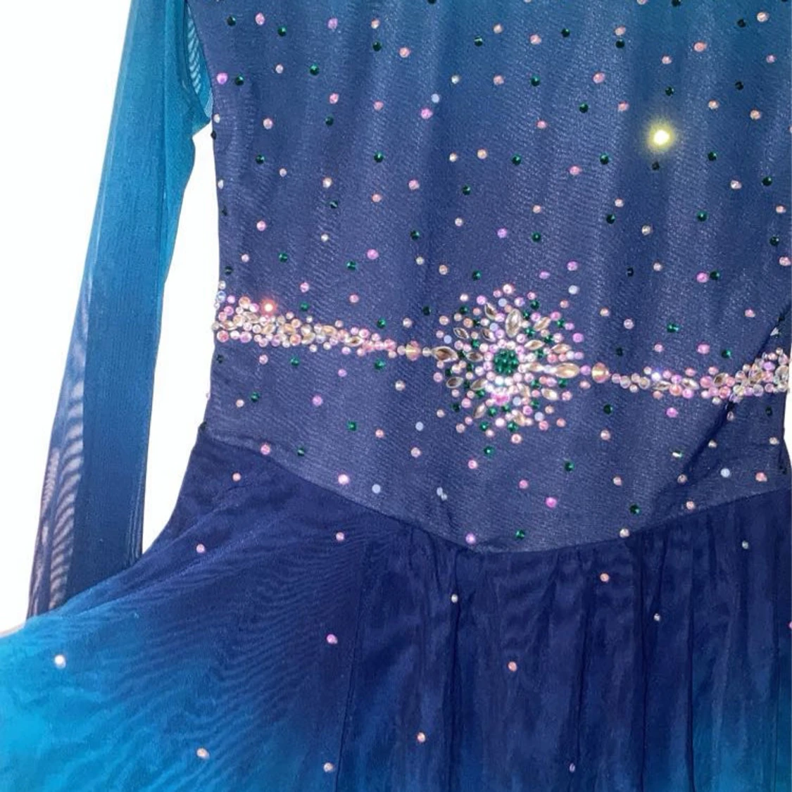 Blå glittrig konståkningsklänning - 1