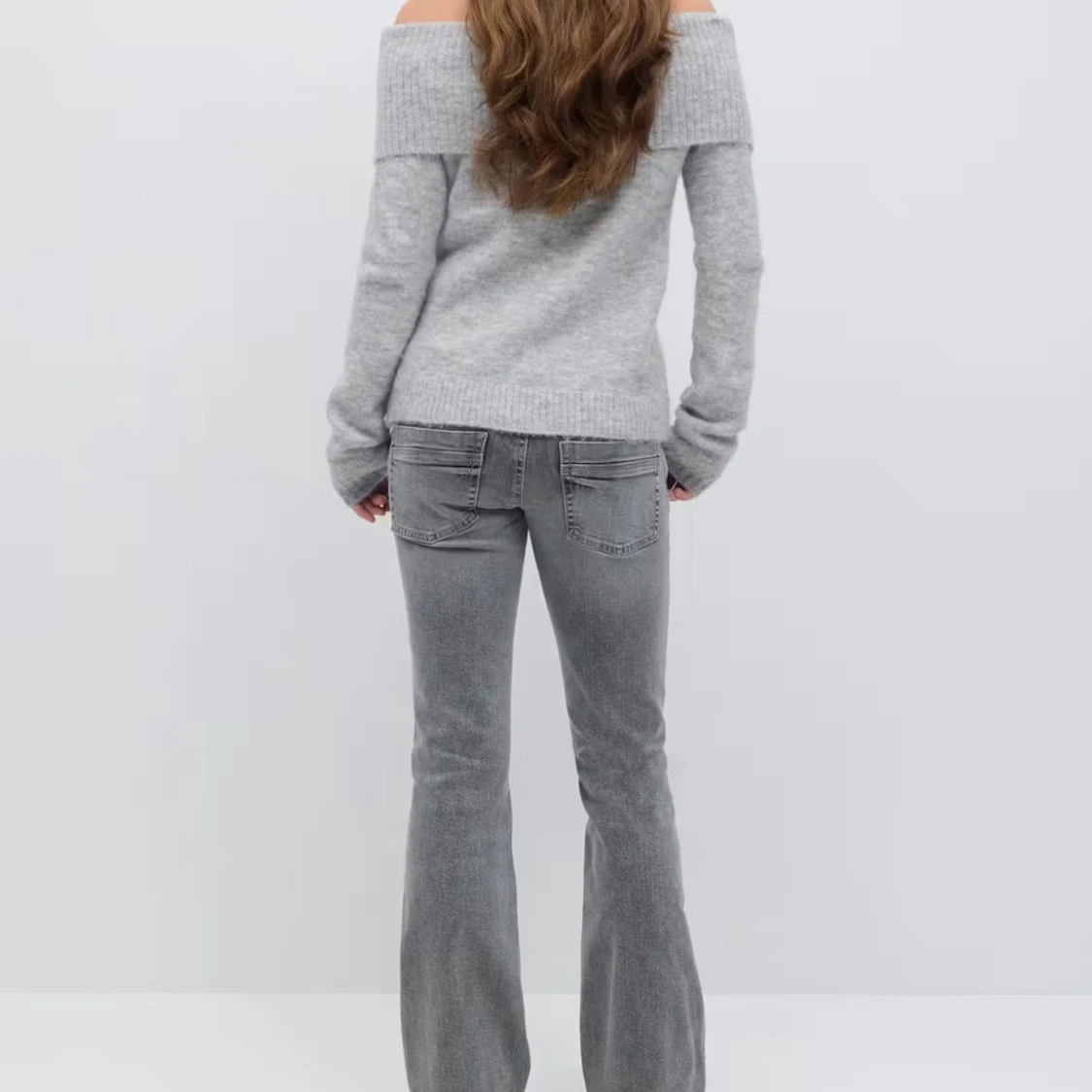 Grå bootcut jeans med låg midja - 3