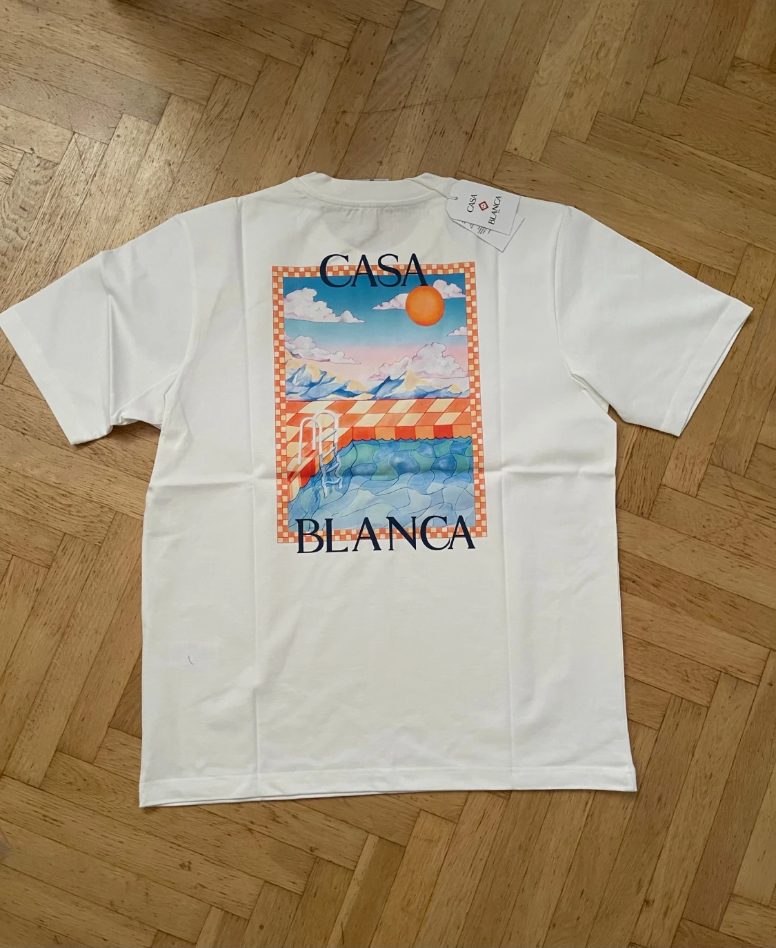 Vit Casa Blanca t-shirt med tryck - 4