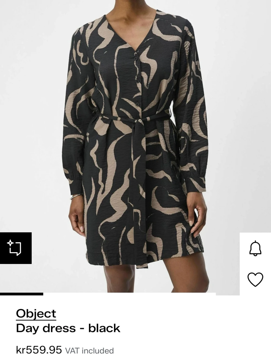 Svart och beige mönstrad klänning Object