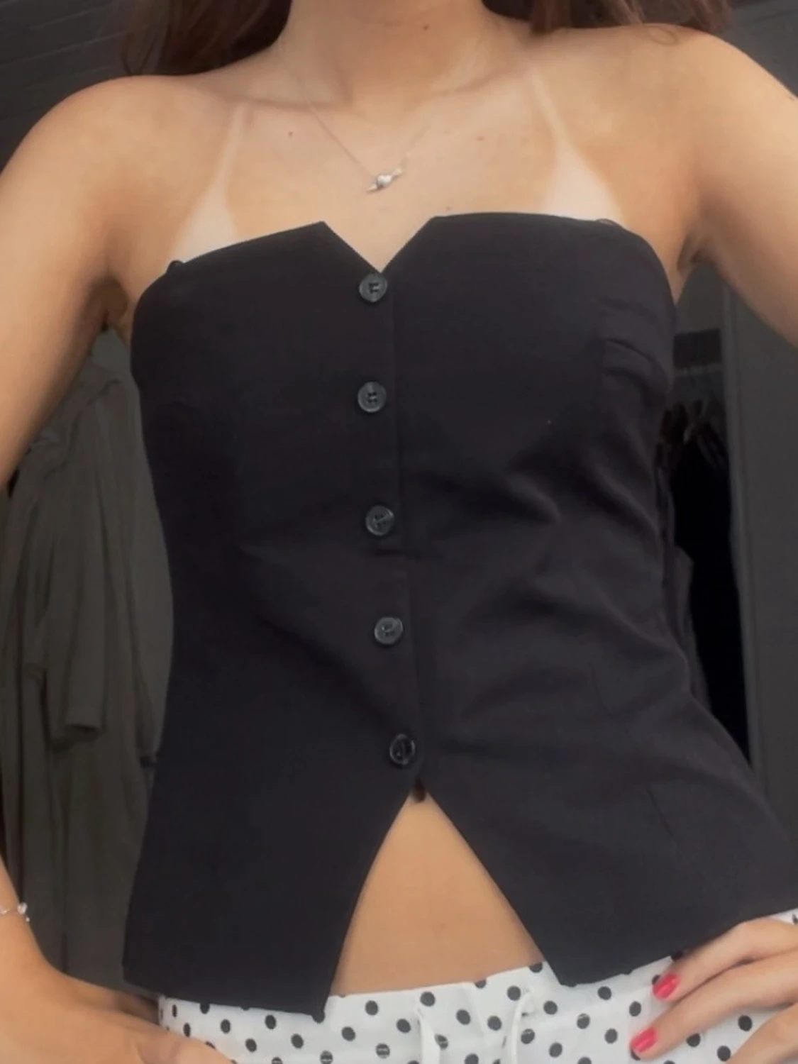 Svart korsett-topp med knappar