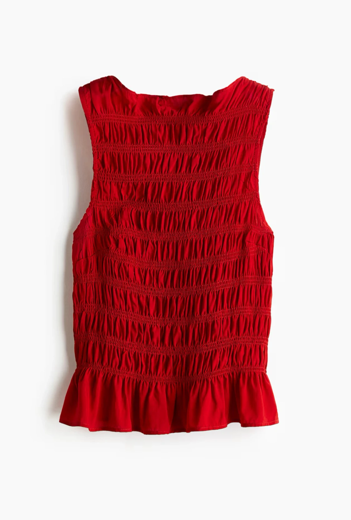 Röd smockad ärmlös topp