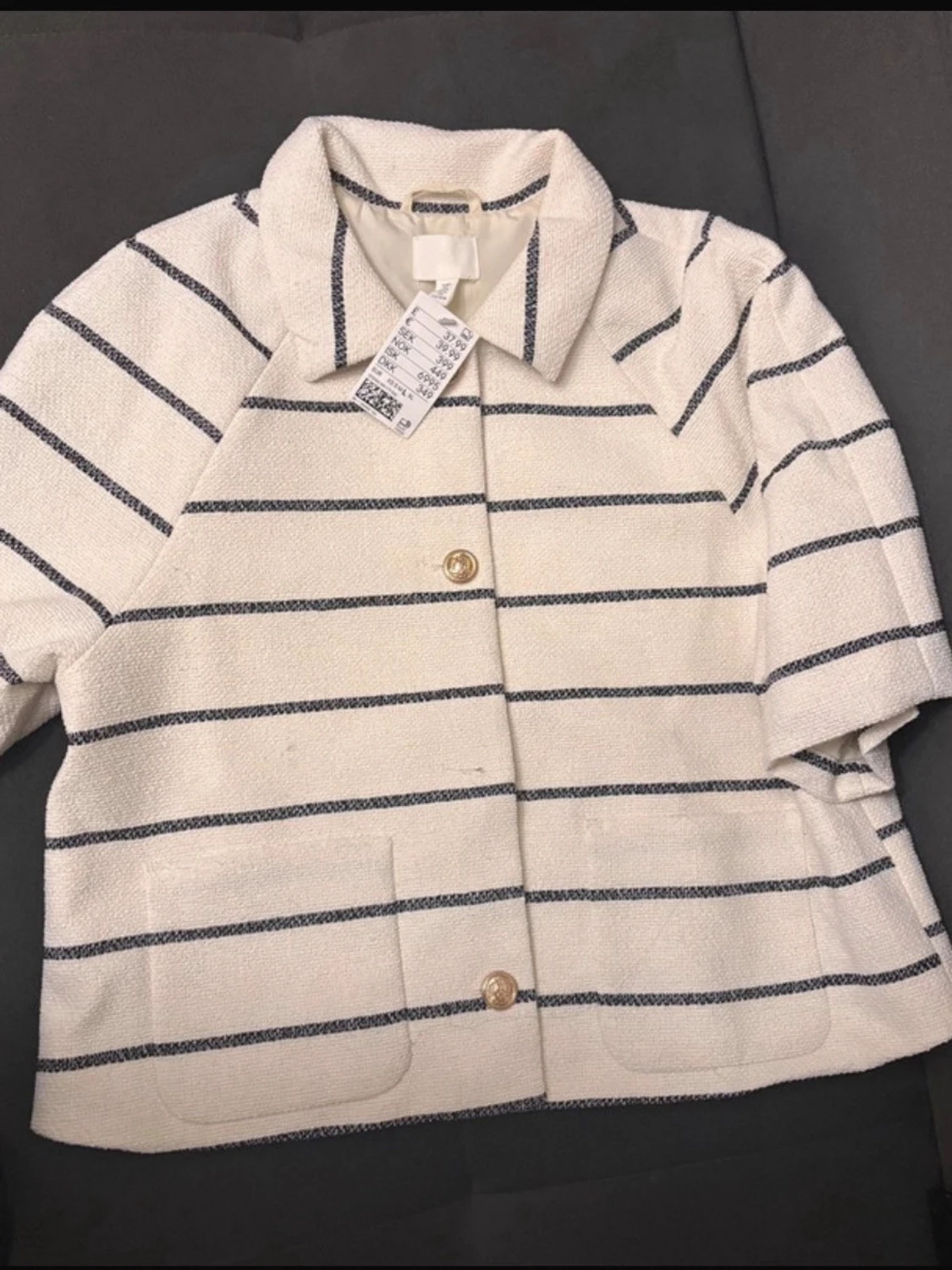 Vit och marinblå randig kavaj från H&M - 3