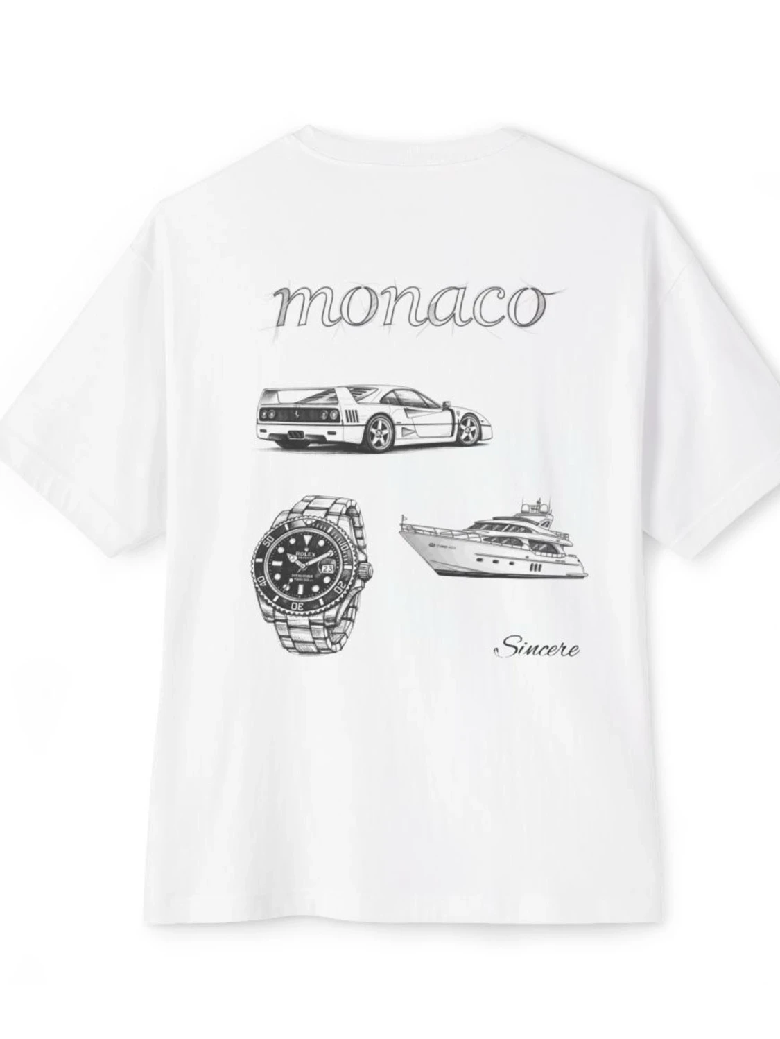 Vit t-shirt med Monaco-tryck Sincere - 1
