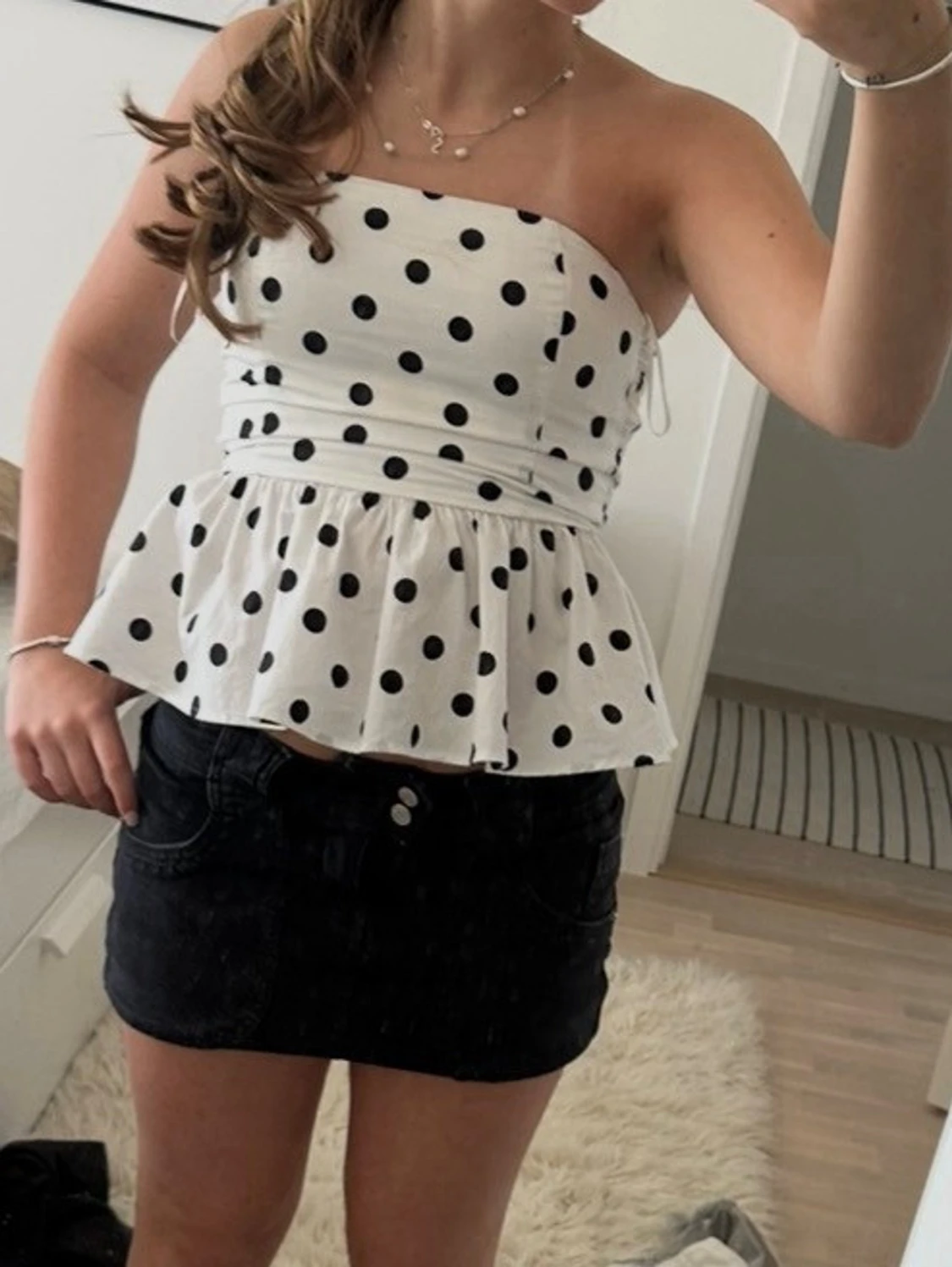 Vit prickig bandeau topp - 3