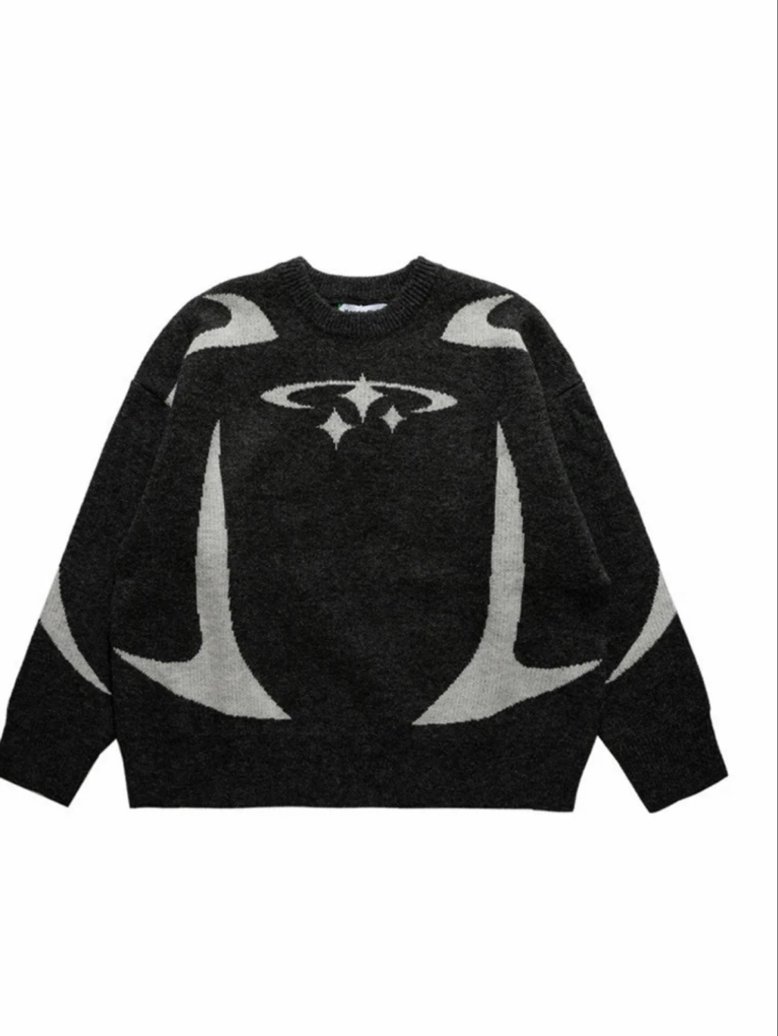 Oversized stickad tröja med grafiskt mönster - 1