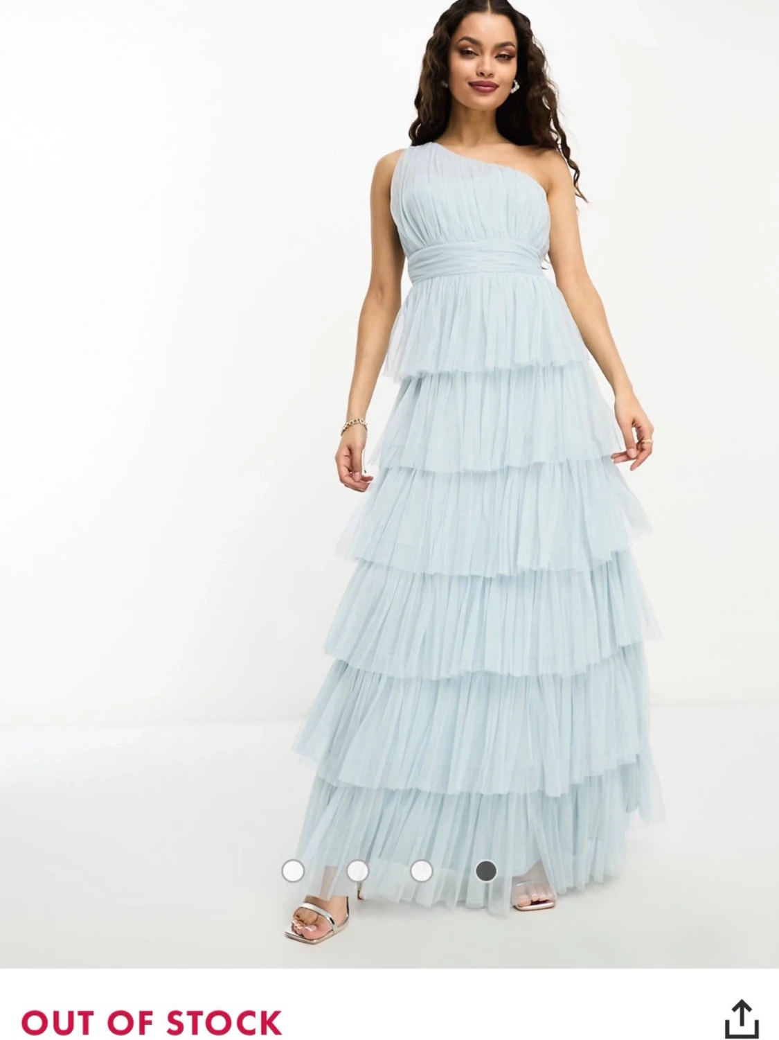 Ljusblå långklänning med volanger - 2