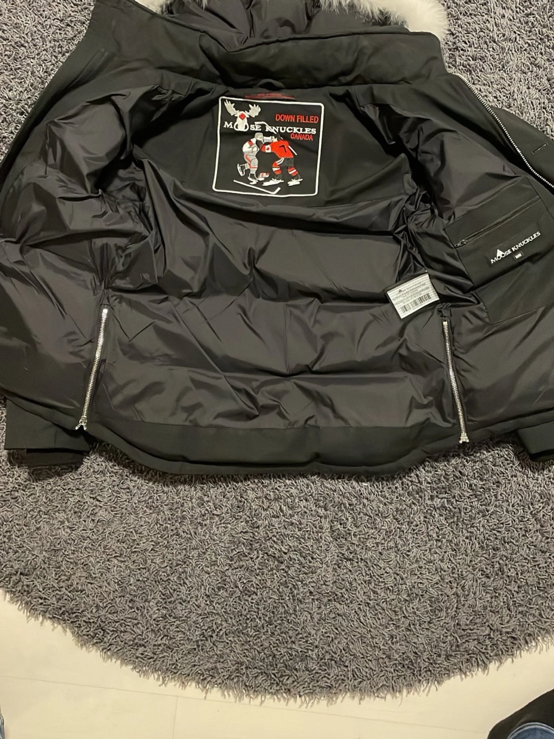 Svart Moose Knuckles dunjacka med päls - 3