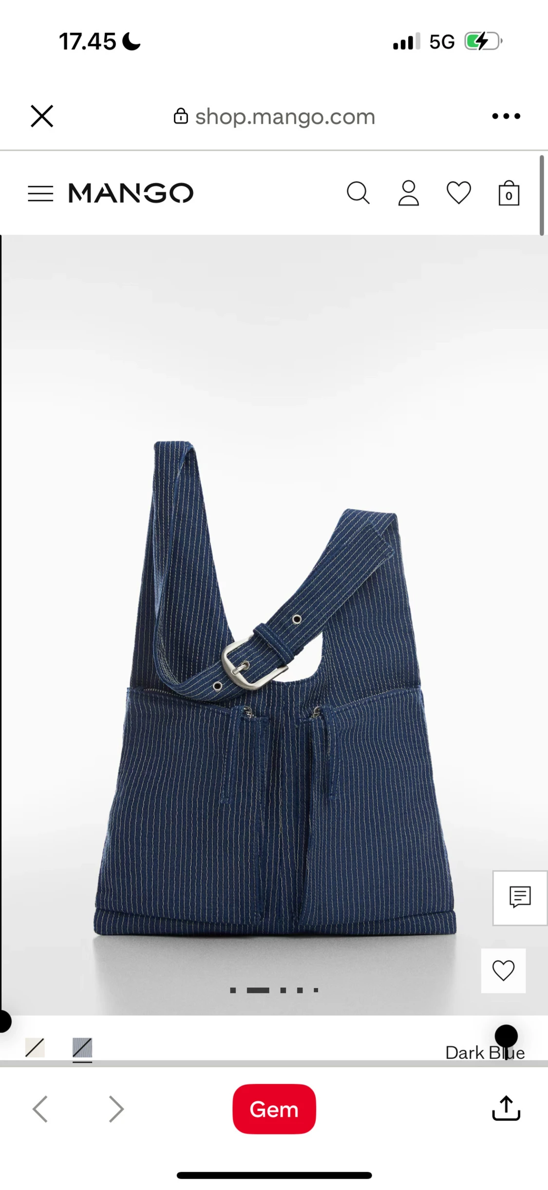 Randig blå axelväska från Mango