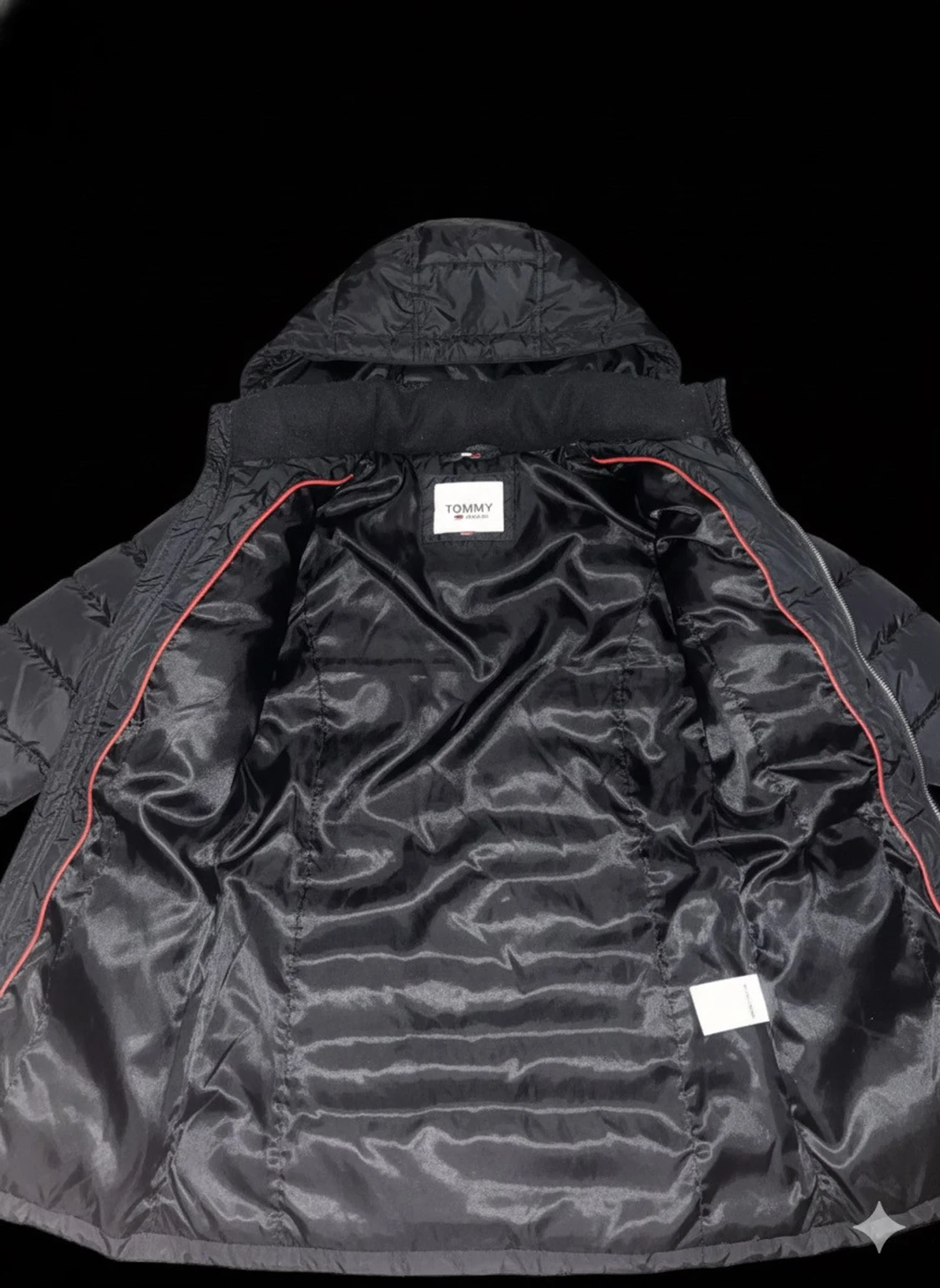 Svart lång dunjacka Tommy Hilfiger - 1