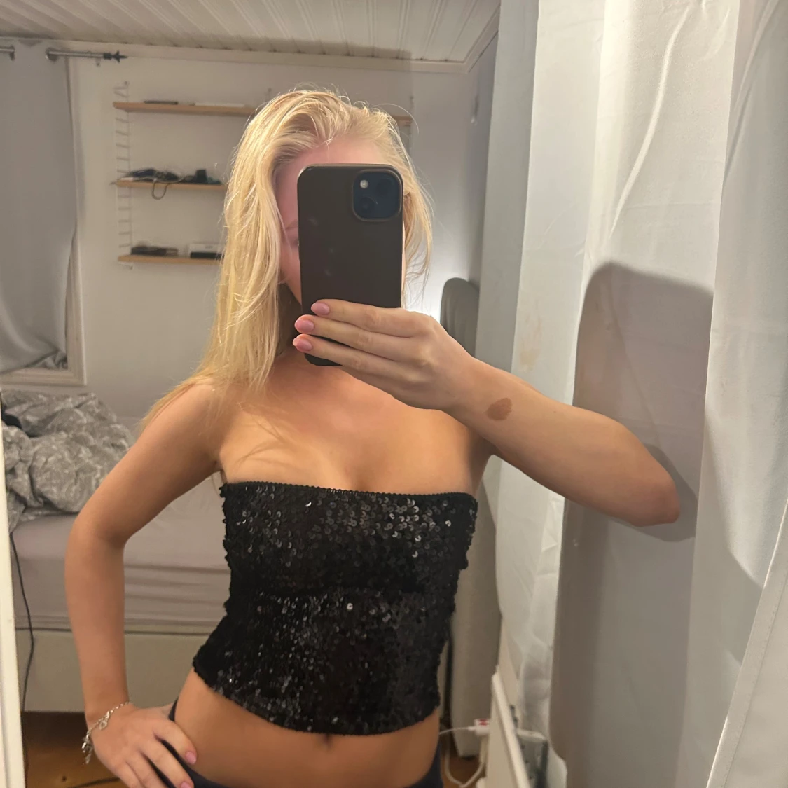 Svart paljett tubtopp - 1