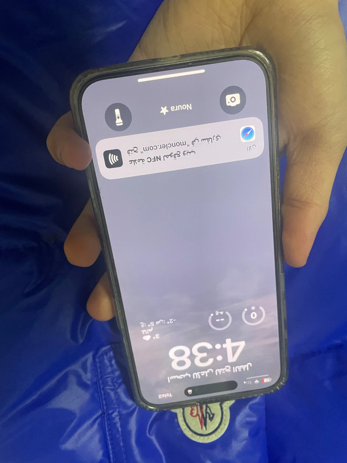 Blå Moncler pufferjacka med huva - 5