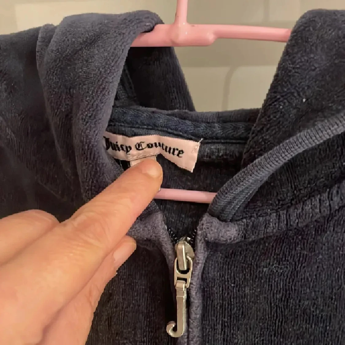 Juicy Couture mörkblå velour hoodie - 3