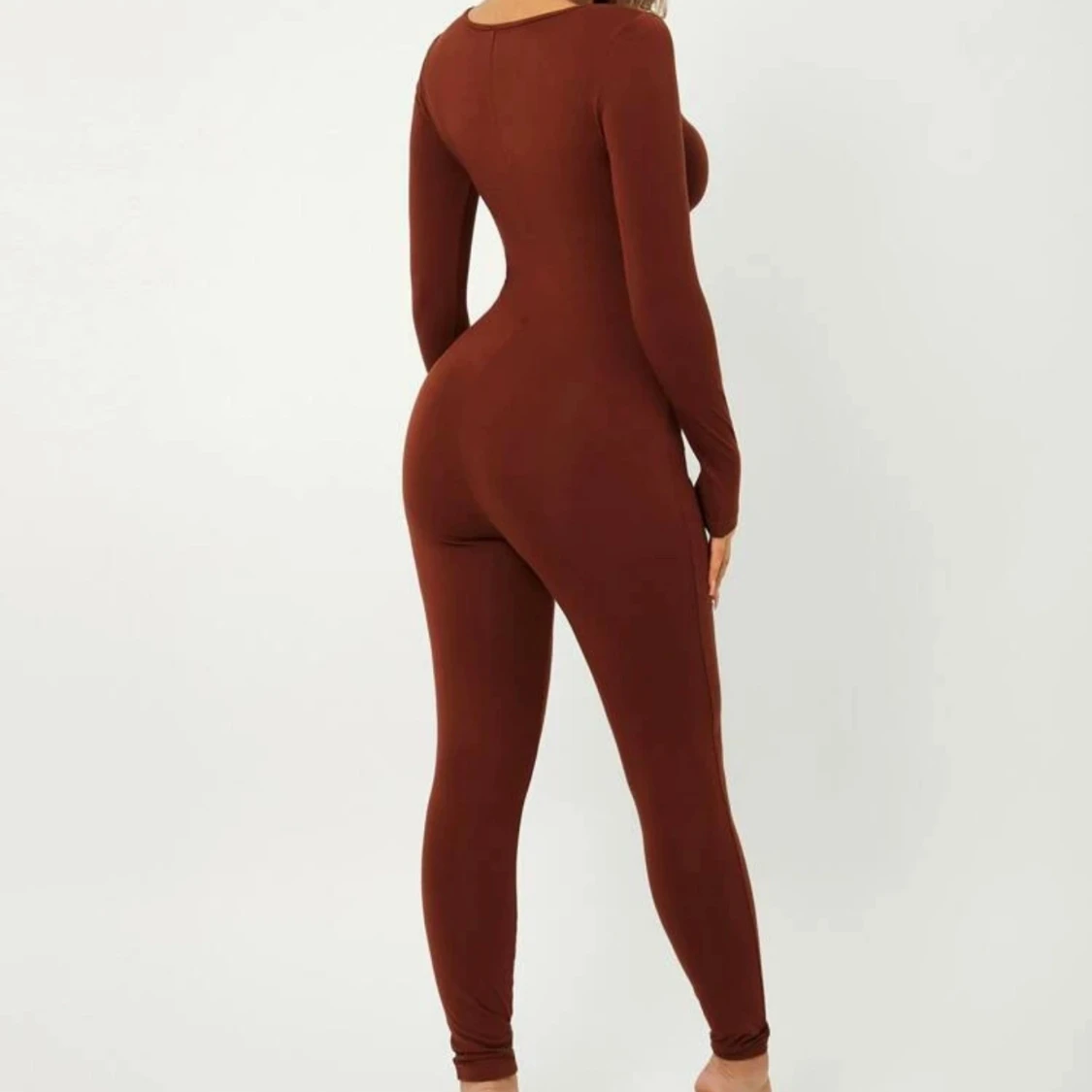 Brun långärmad jumpsuit  XS - 1