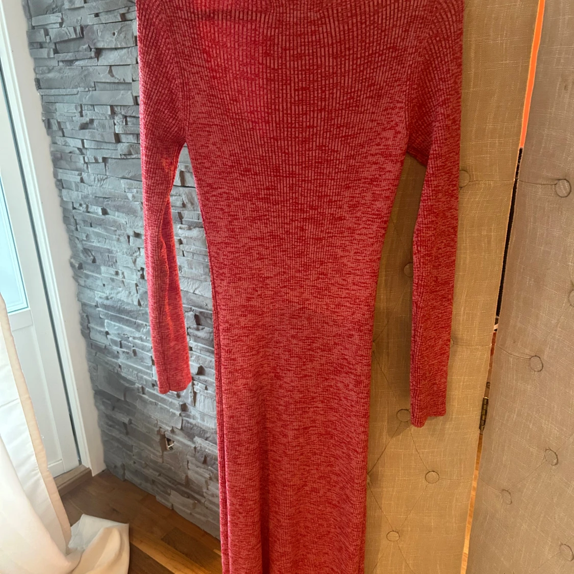 Röd ribbad långklänning från MNG - 2