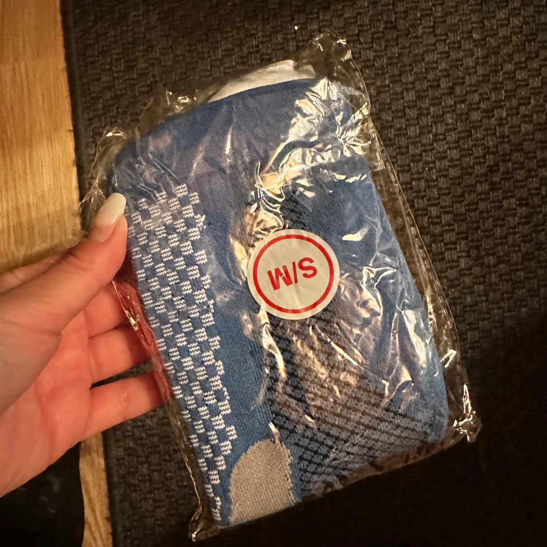 Blå och grå sportstrumpor W/S stödstrumpor