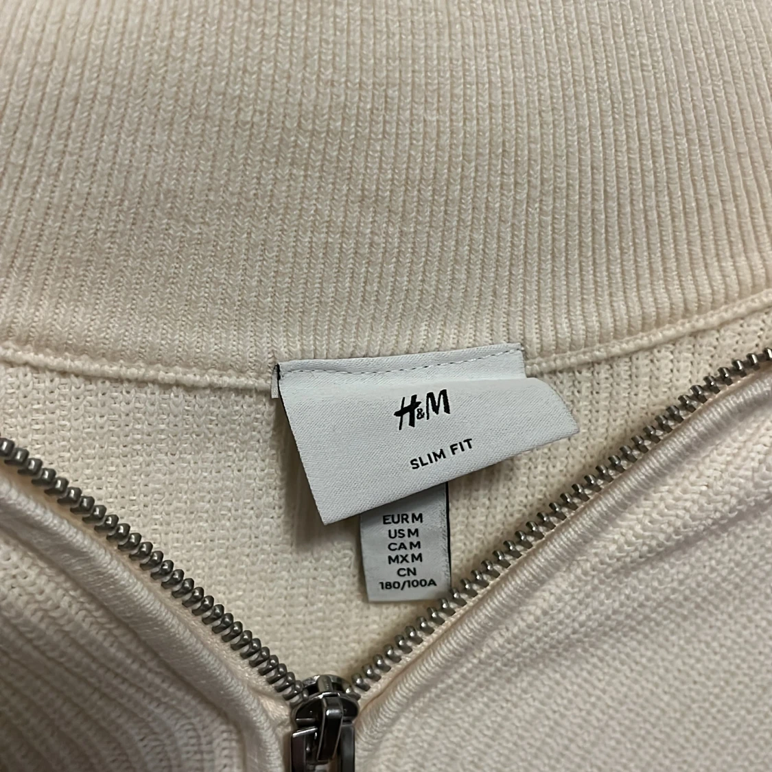 Vit stickad half zip-tröja H&M - 1