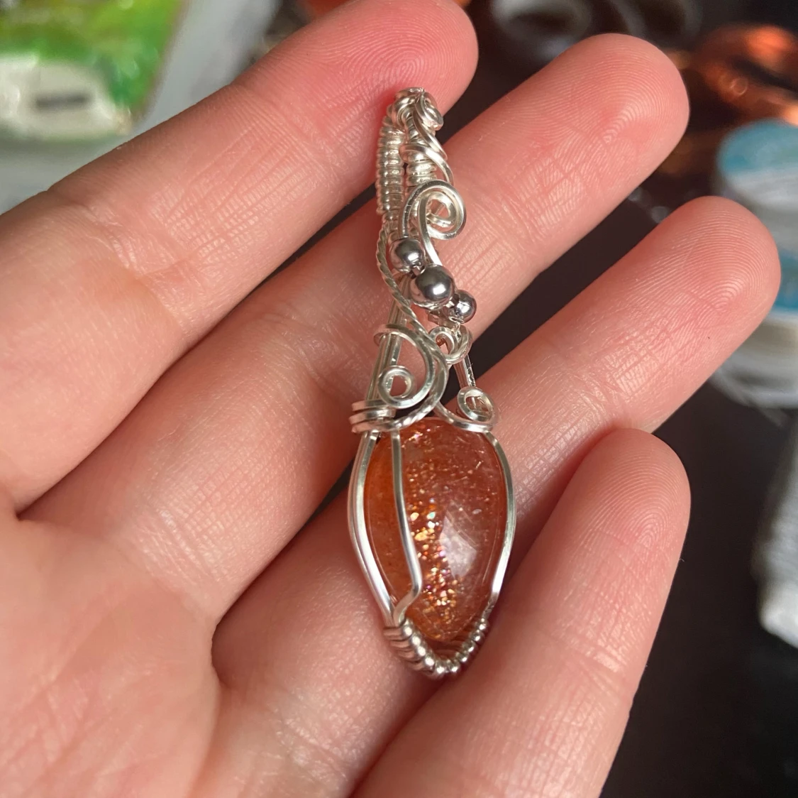 Silverberlock med droppformad sunstone - 1