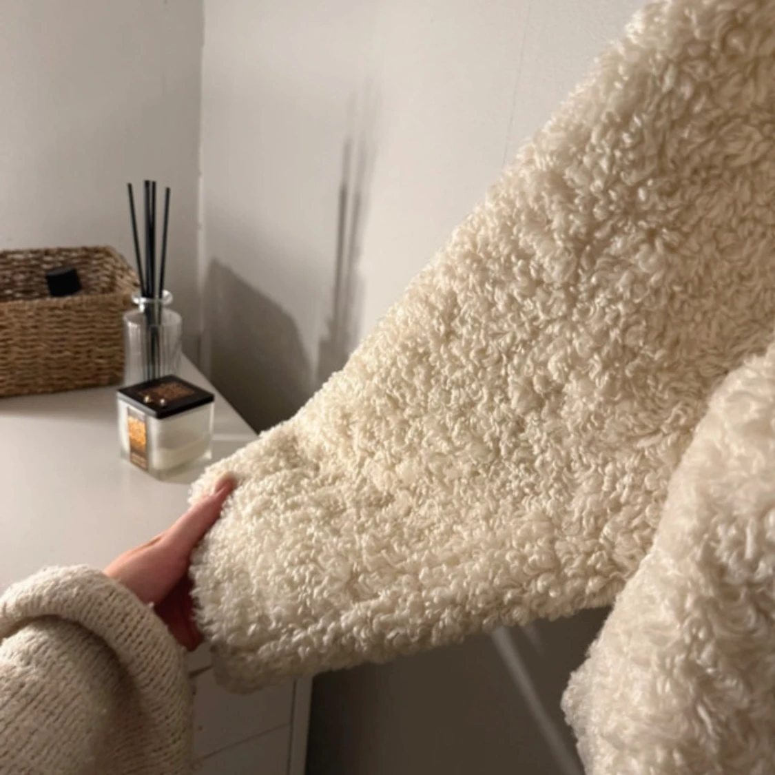 Krämvit teddyjacka från Zara L - 4