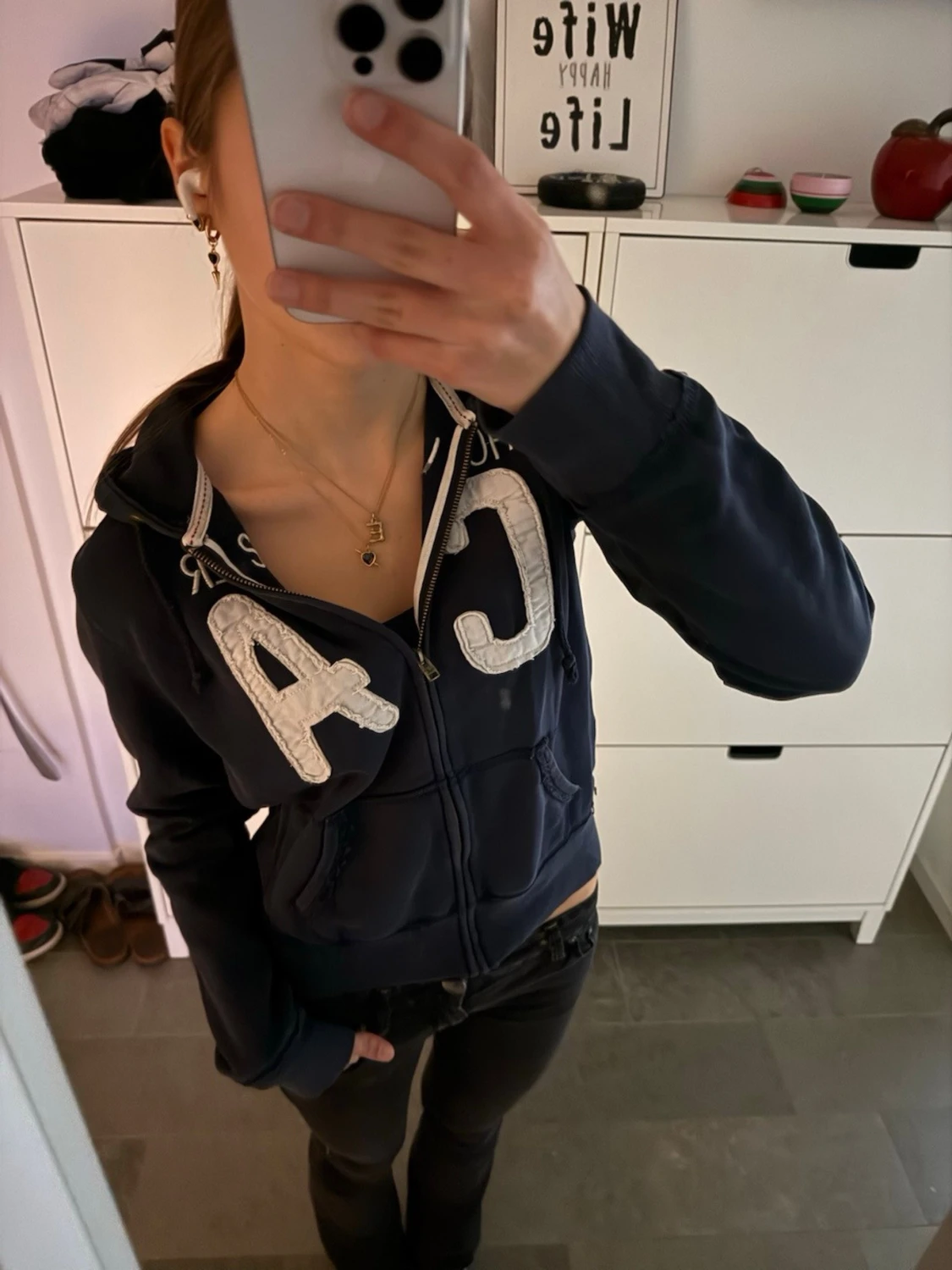 Hollister hoodie zip up vintage mörkblå - 1