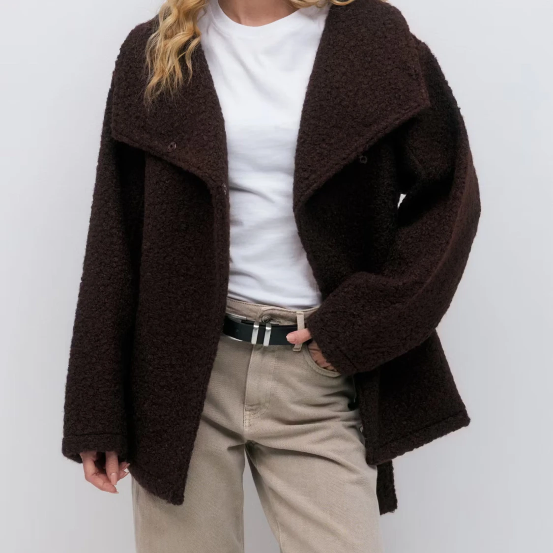 Mörkbrun teddyjacka med oversized passform