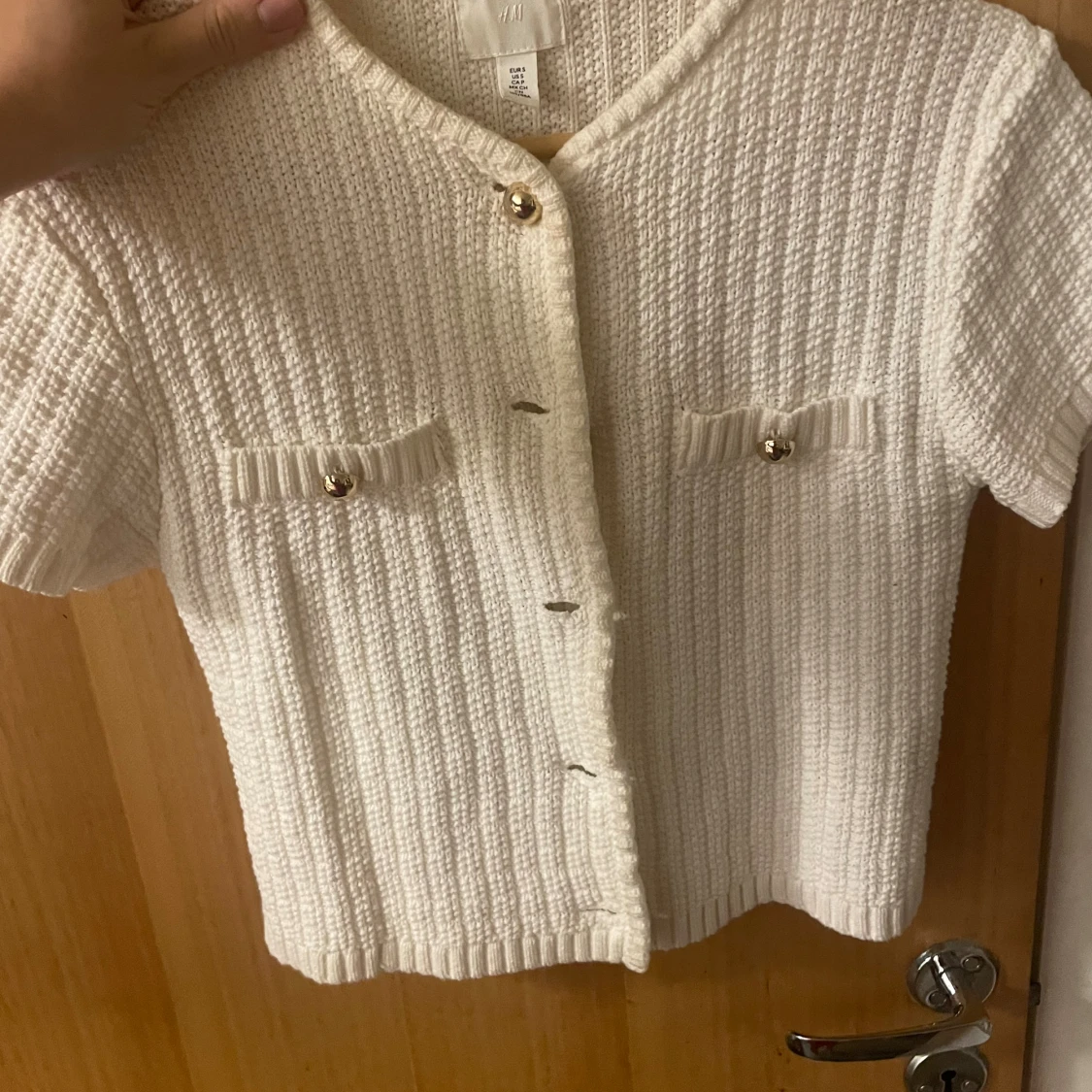 Vit kortärmad kofta från H&M