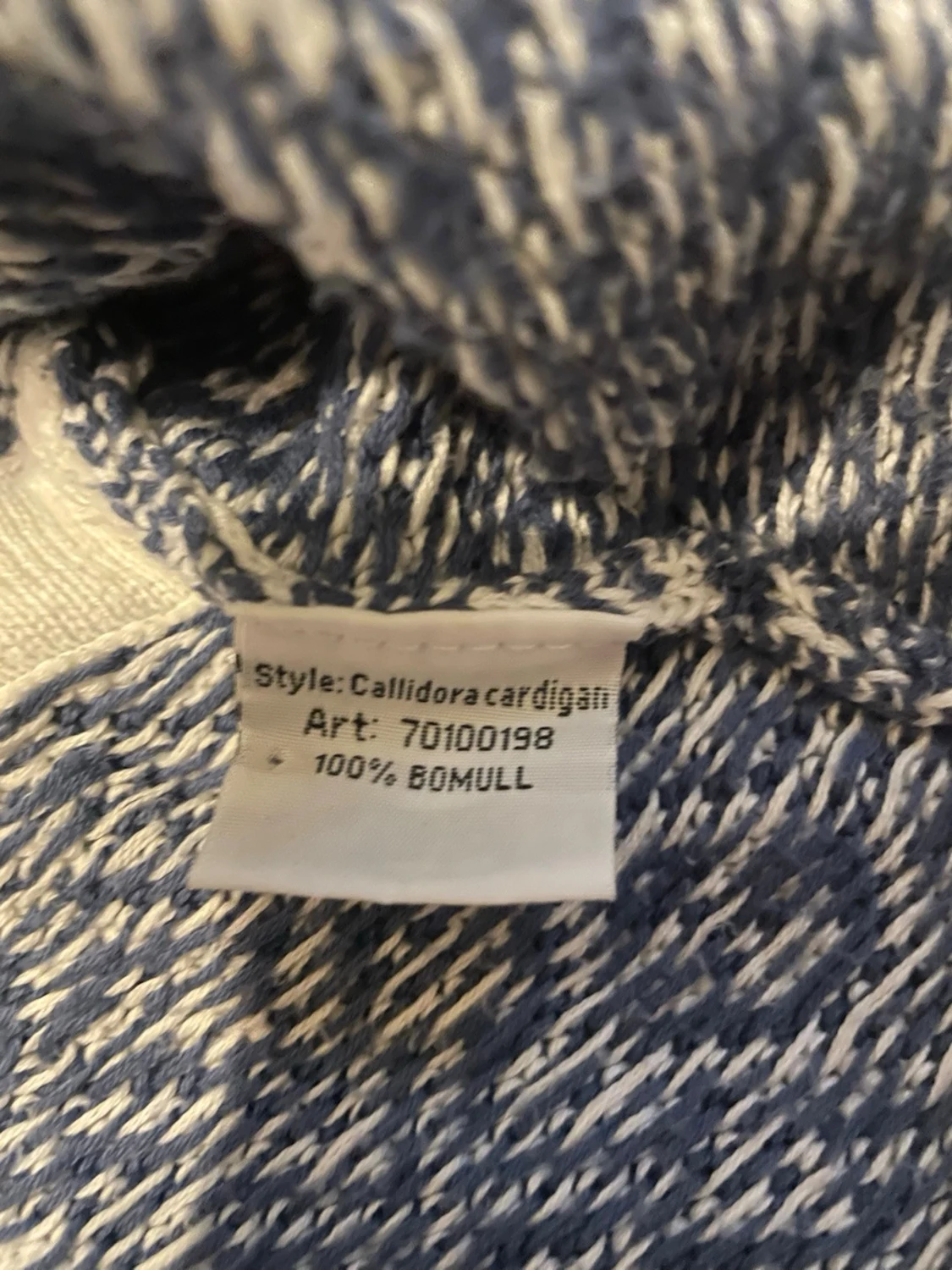 Unik Blåvit mönstrad kofta med volangkant - 4