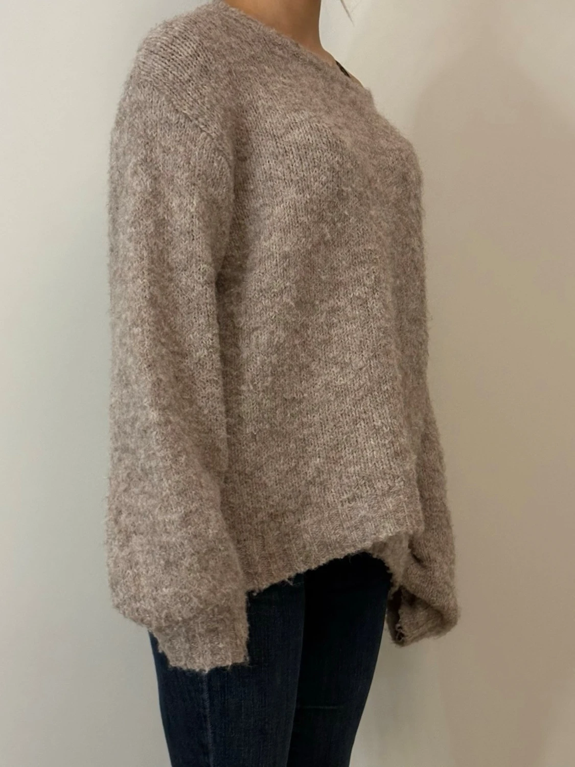 Beige oversized stickad tröja - 2