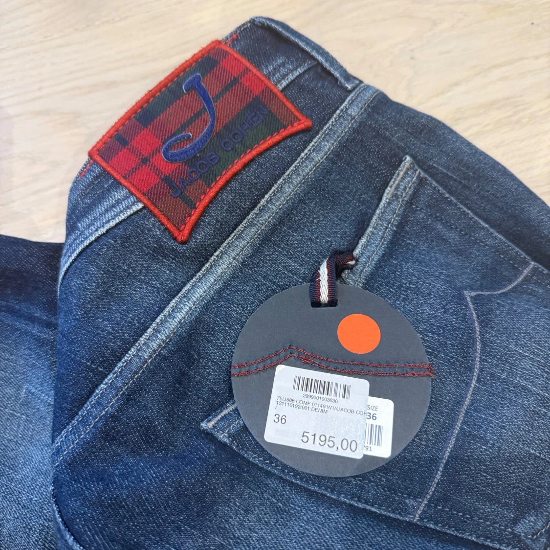 Jacob Cohën blå jeans med rutig patch - 3