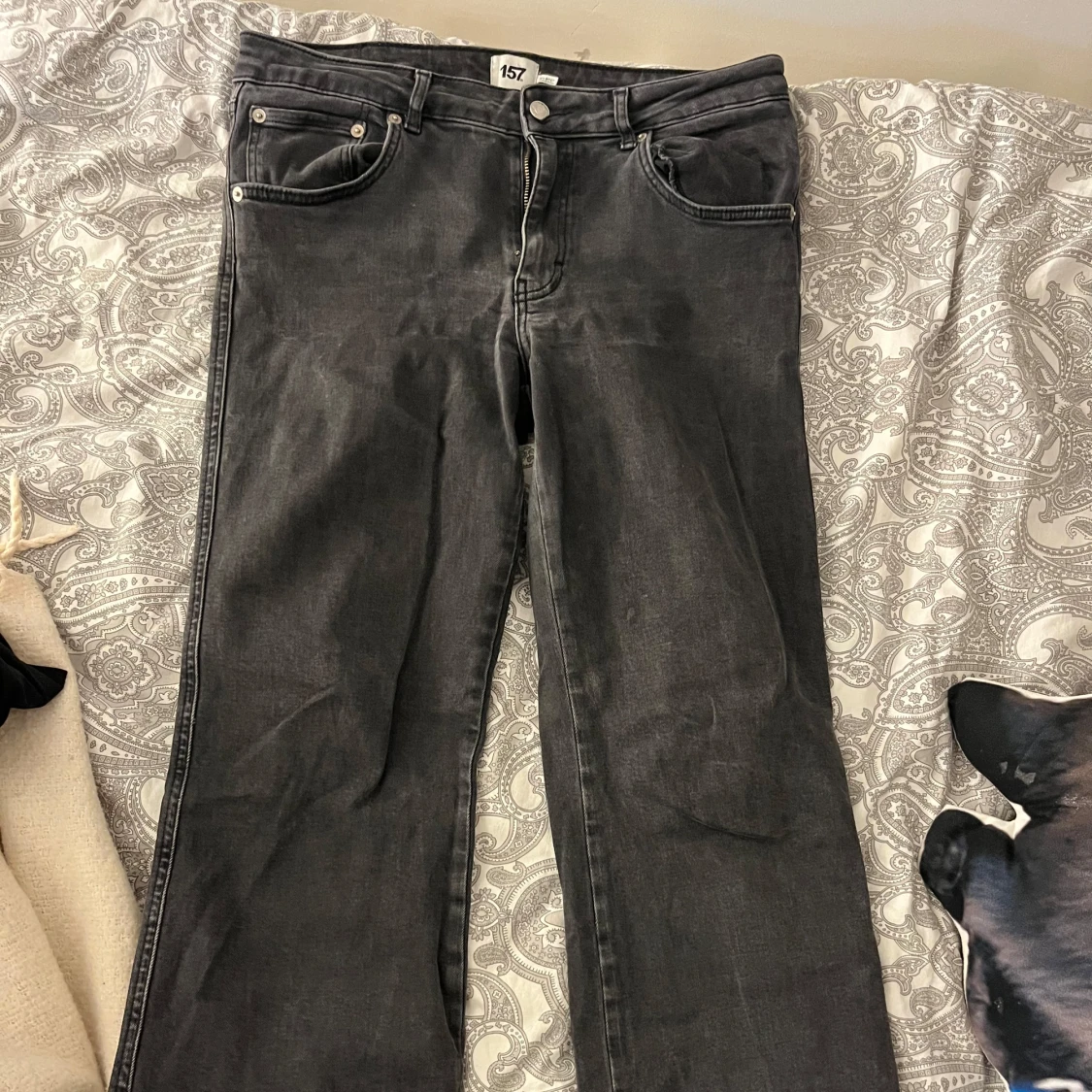 Svarta bootcut jeans från 157 med fickor - 1