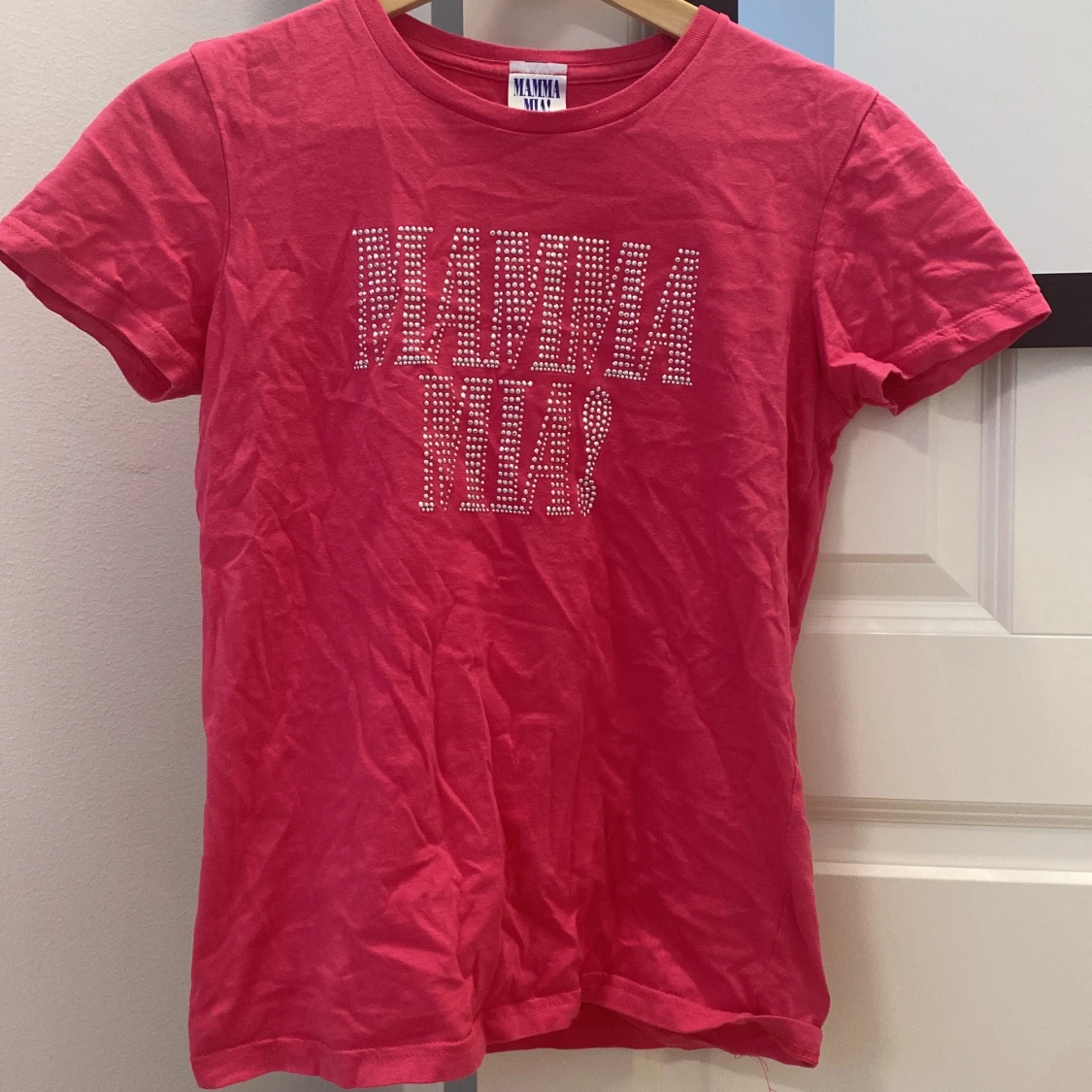 Rosa Mamma Mia! t-shirt med diamanter