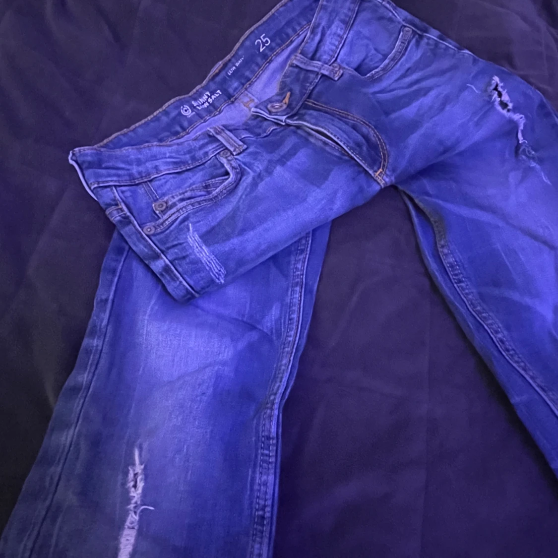 Blå skinny jeans low waist, stl 25 - 2