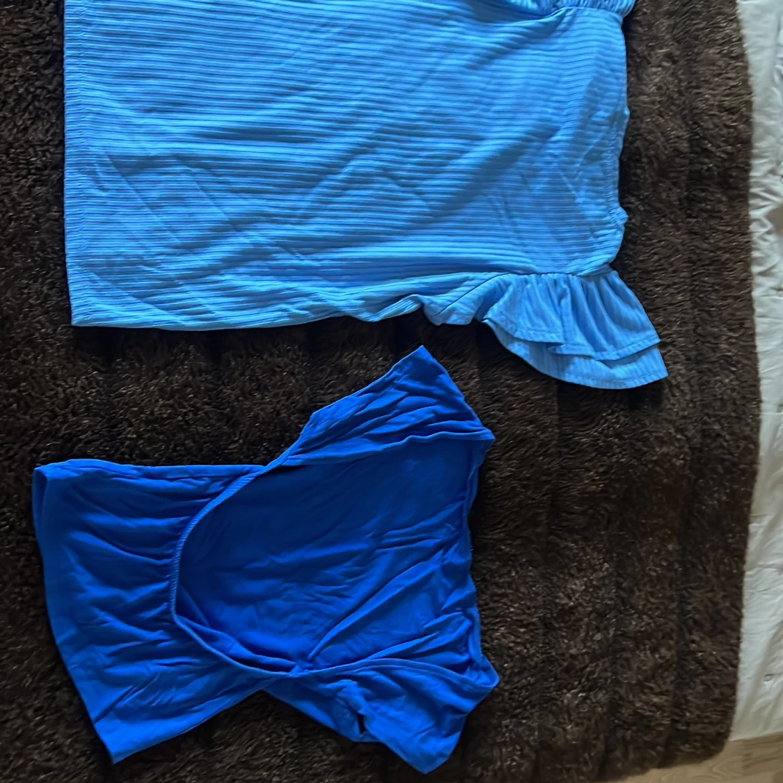 Blå ribbad topp Pernilla Wahlgren XS, blå backless tröja - 2