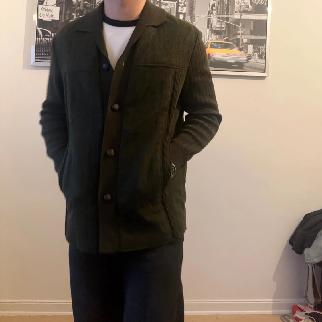 Mörkgrön overshirt med knappar - 1