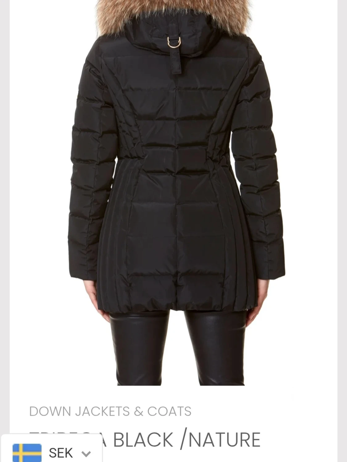 Svart dunjacka med pälskrage - 1