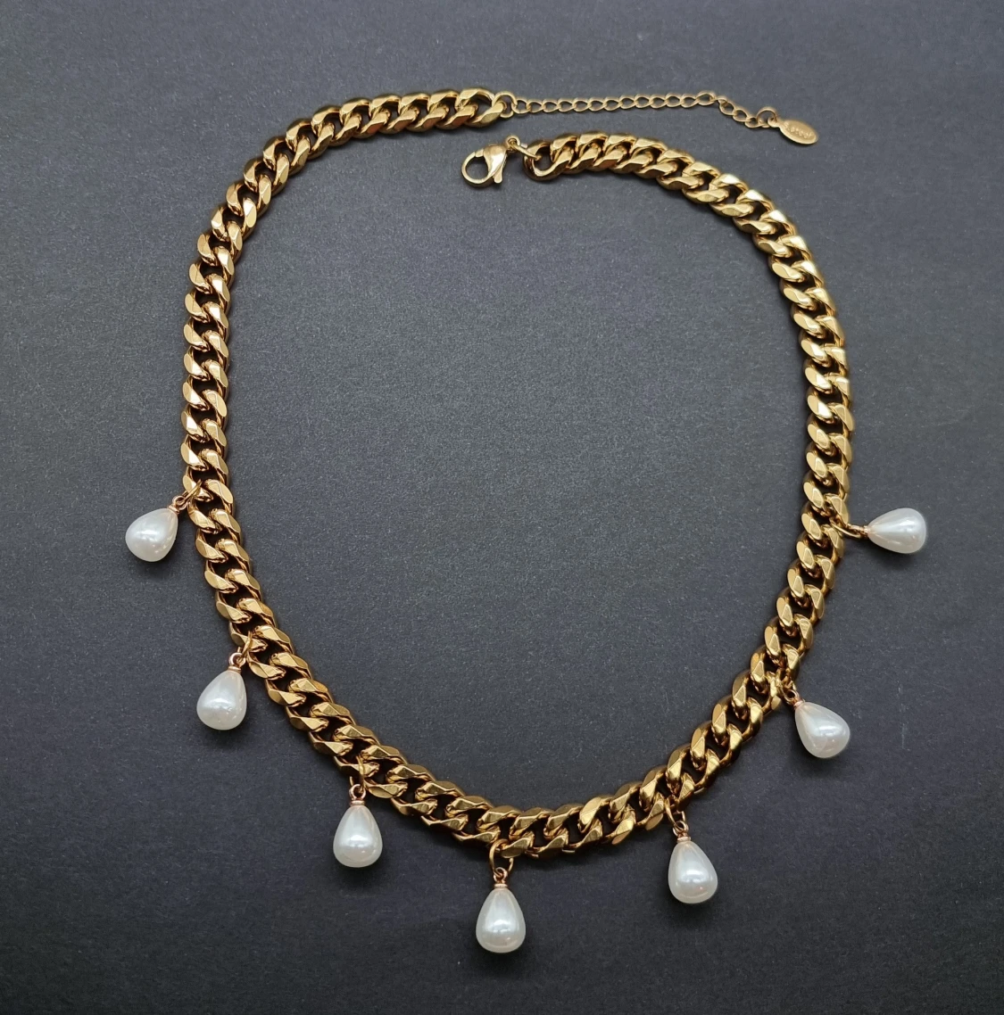 Guldpläterat halsband med pärlor  - 2