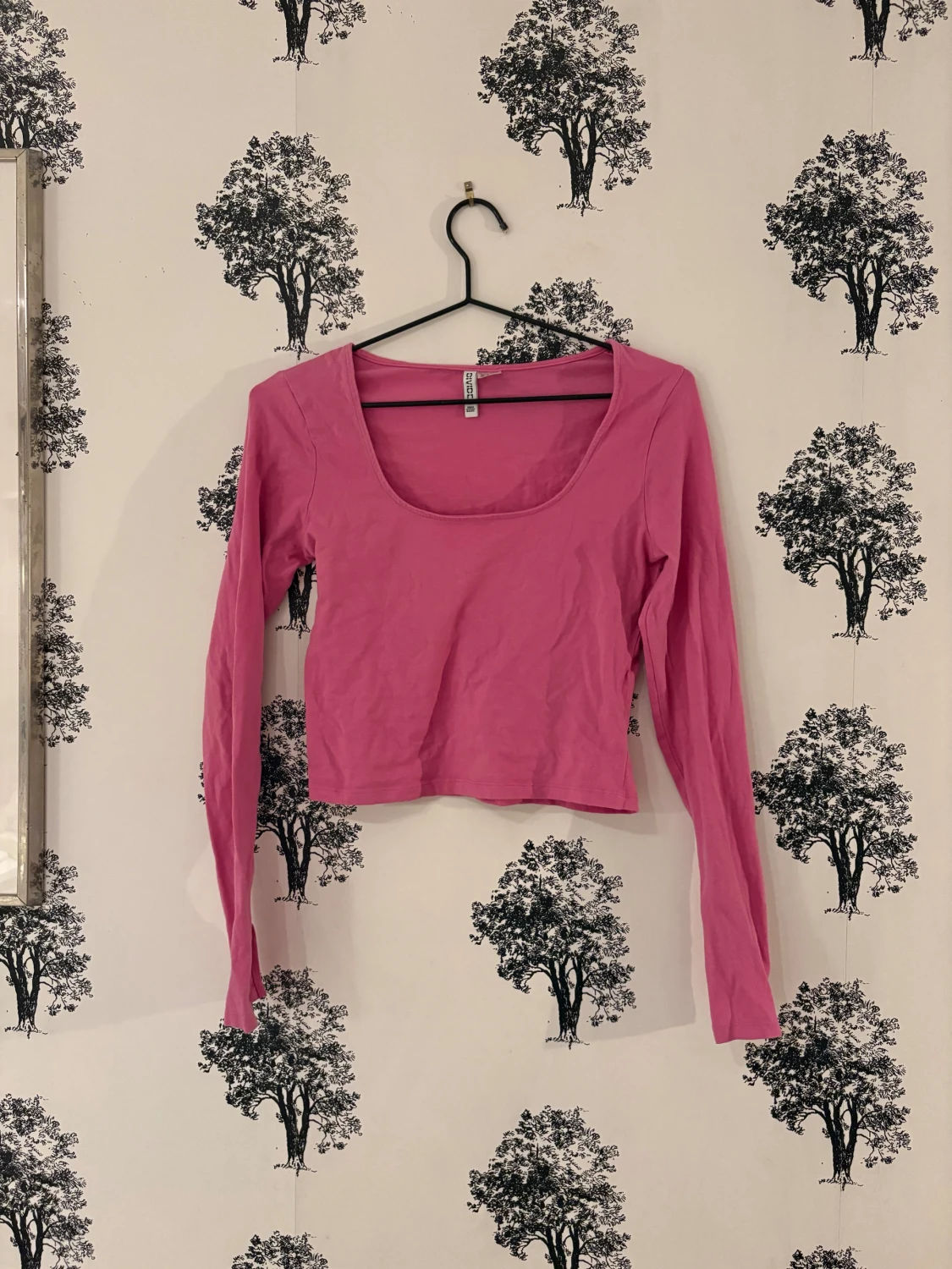 Rosa croppad långärmad topp H&M