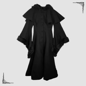 Gothic Kappa 🖤🥀 - Sinnessjuk och lyxig ’Aurora’ kappa från Devil Fashion med faux-fur detaljer och witchy luva! 🥀🦇Knappt använd - i jättefint skick! ✨ Har 2 äkta framfickor och stängs med knappar framtill. Storlek M (passar även S). Byst 90cm | Midja 76cm | Längd 141cm | Armar 60-94cm 📏Köp nu 💌