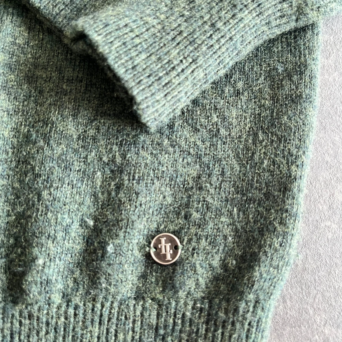 Grön stickad merinoull tröja - 2