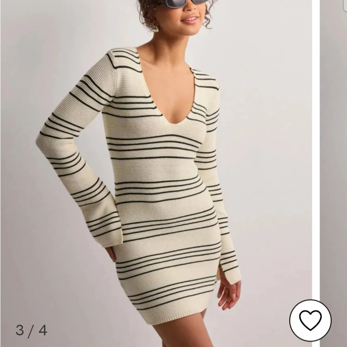 Randig stickad kortklänning