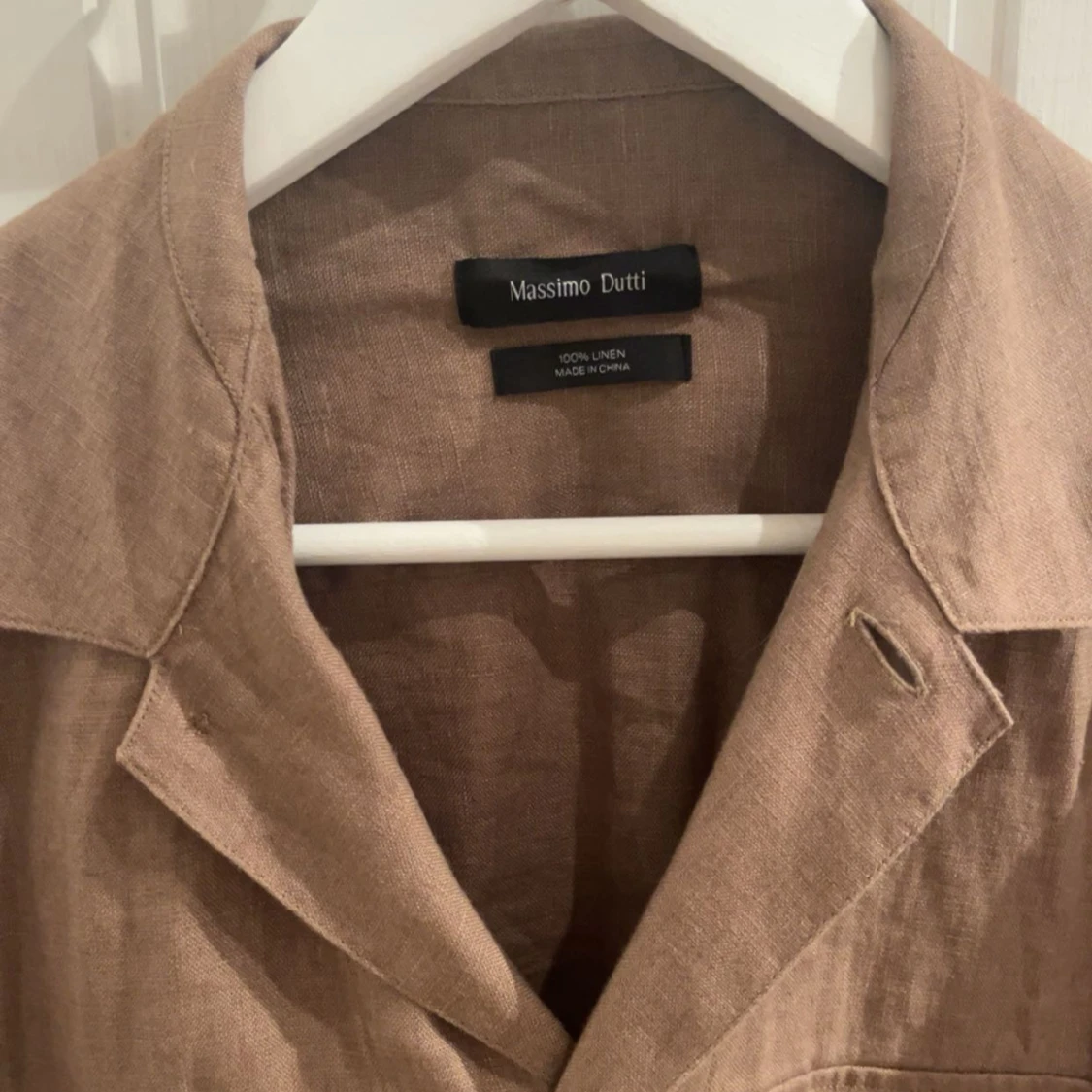 Brun overshirt i linne från Massimo Dutti - 1