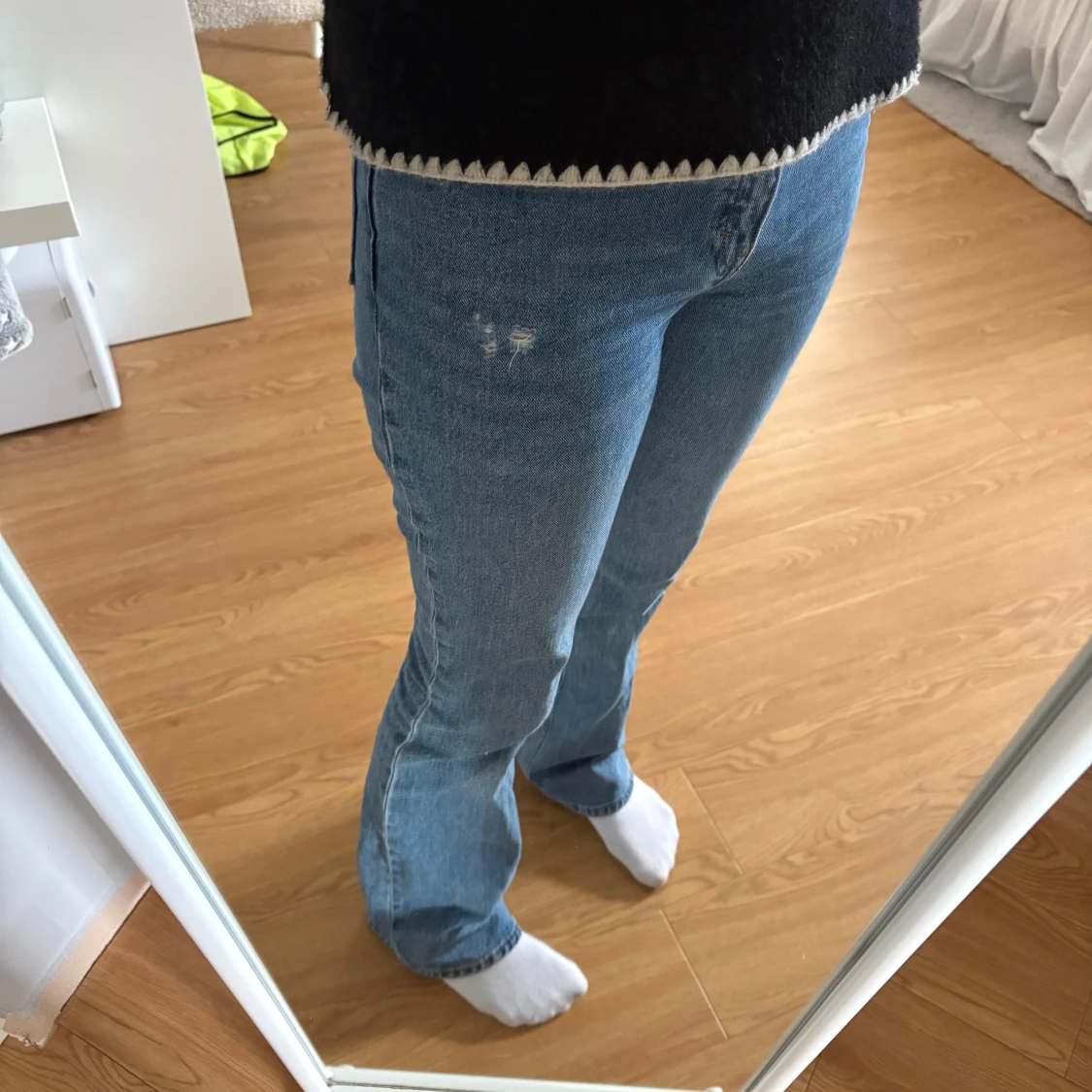 Blå bootcut/raka jeans - 3