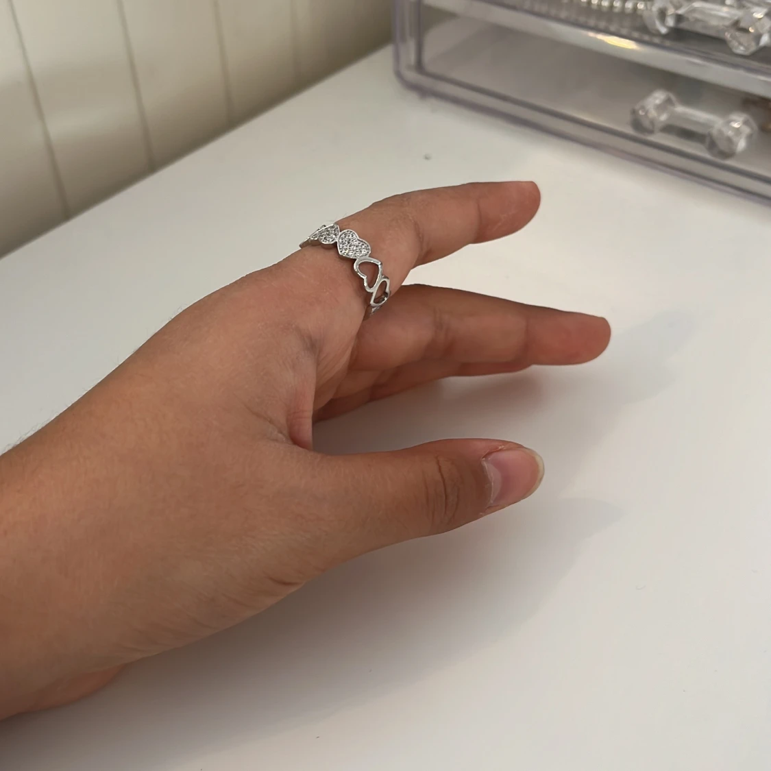 Silverring med hjärtan och stenar - 1