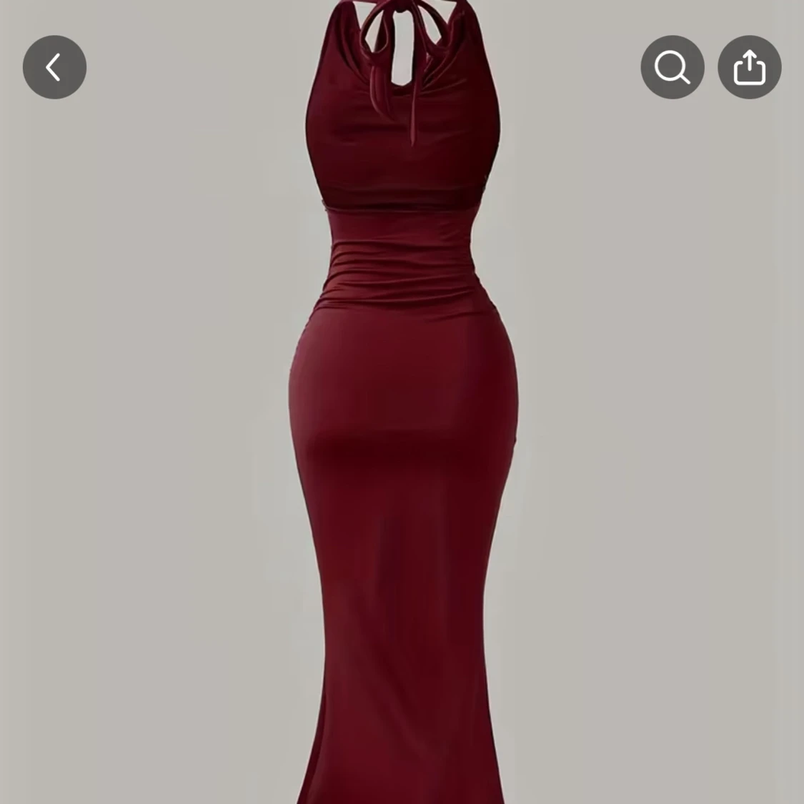 Vinröd långklänning med knyt i nacken - 2