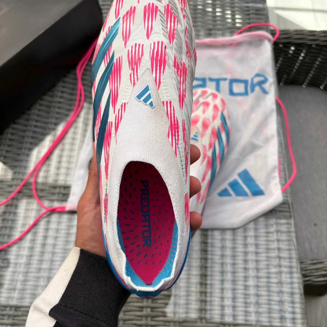 Adidas Predator fotbollsskor vit/blå/rosa - 3