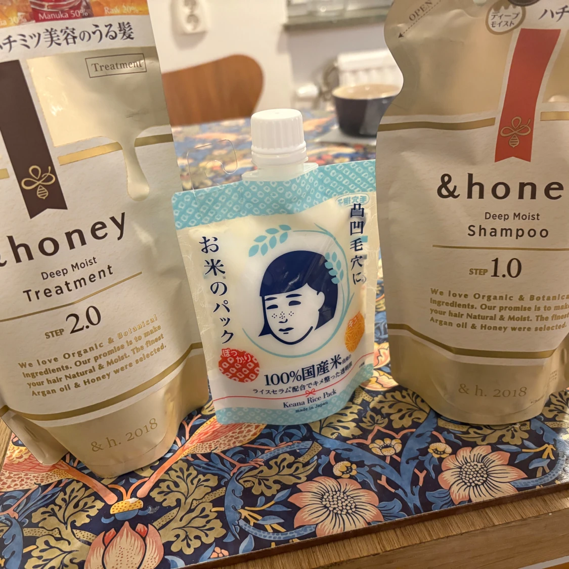 Keana Rice Pack ansiktsmask och Fino hårmask och  &Honey/& honey shampoo + conditioner 