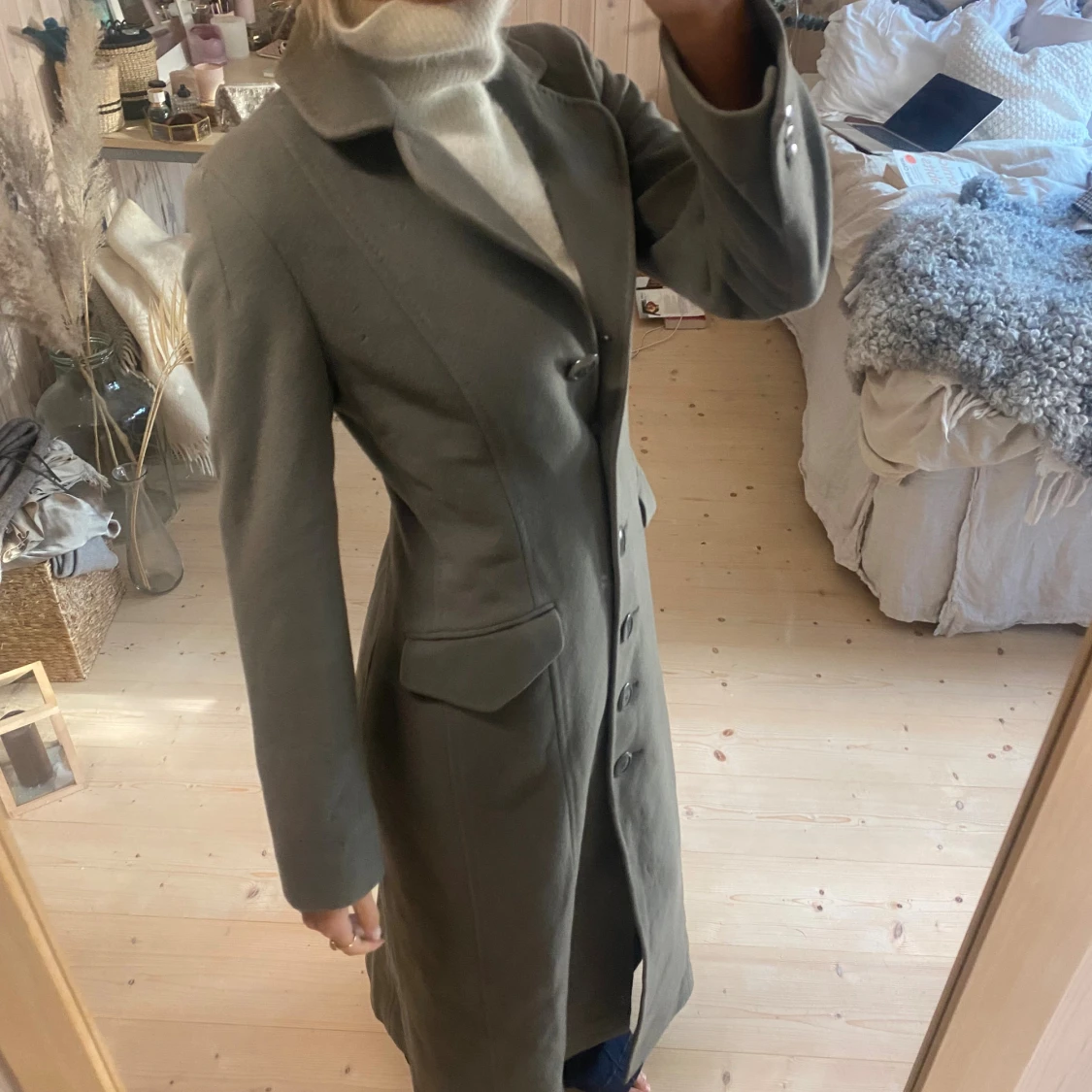 Grön figursydd ullkappa - 4