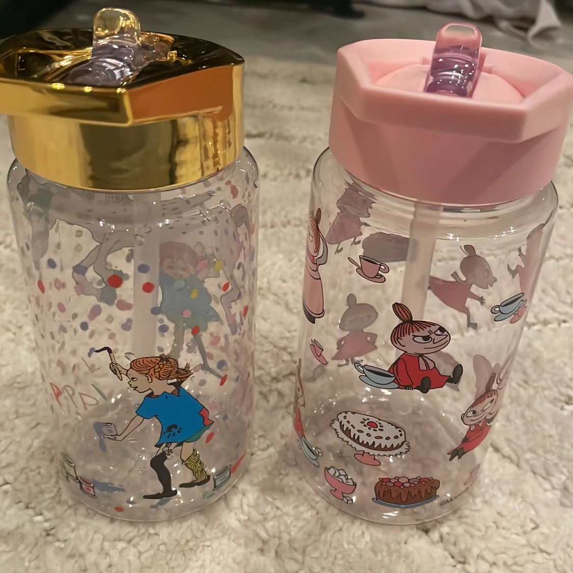 Mumin och Pippi Långstrump vattenflaskor med sugrör - 4